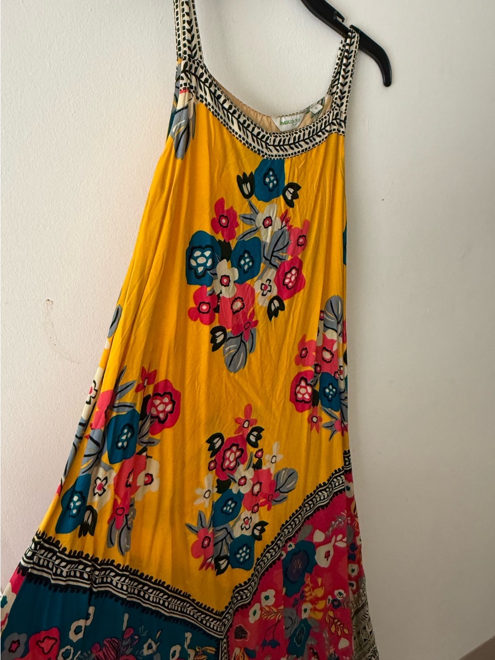 Boho Yellow Floral Asymmetrical Maxi Dress - Picture 5 of 6